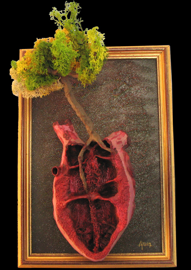 L'arbre  coeur ouvert, sculpture par Amon