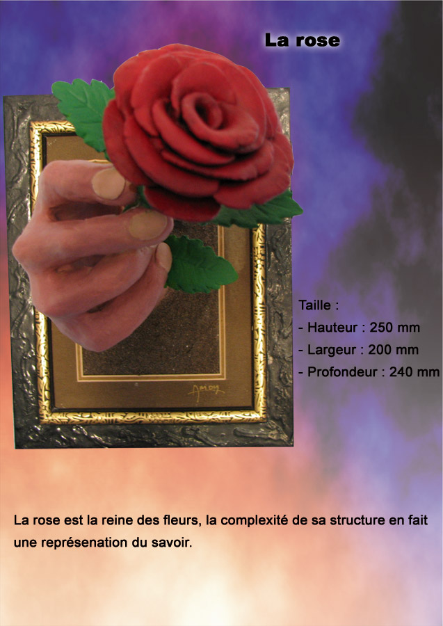 La rose, sculture sur tableau... par Amon